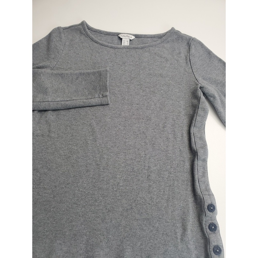 Nautica Women's Long Sleeve Pullover Blouse, Grey, XS